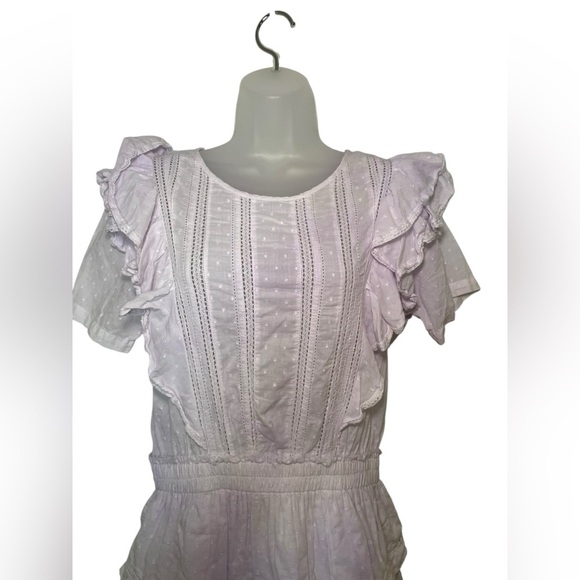 LoveShackFancy Natasha Ruffle Mini Dress Purple White Cotton Size Large - Picture 4 of 6